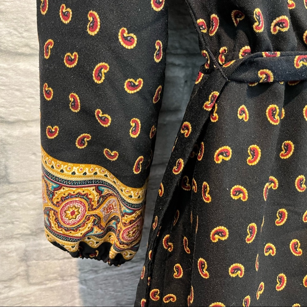 Vintage 70s/80s JJ Dean Paisley Print Belted MIDI Long Sleeve Bohemian Dress - Picture 7 of 16